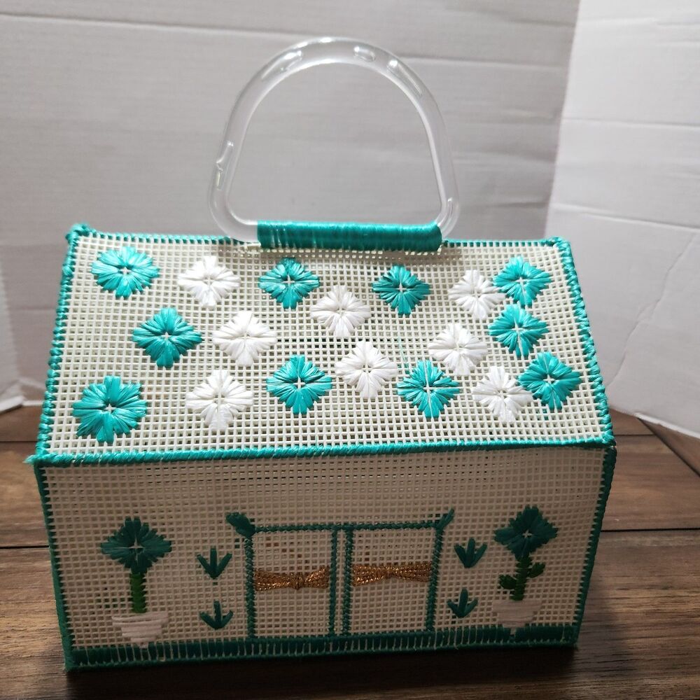 Plastic Canvas House Purse Hand Made